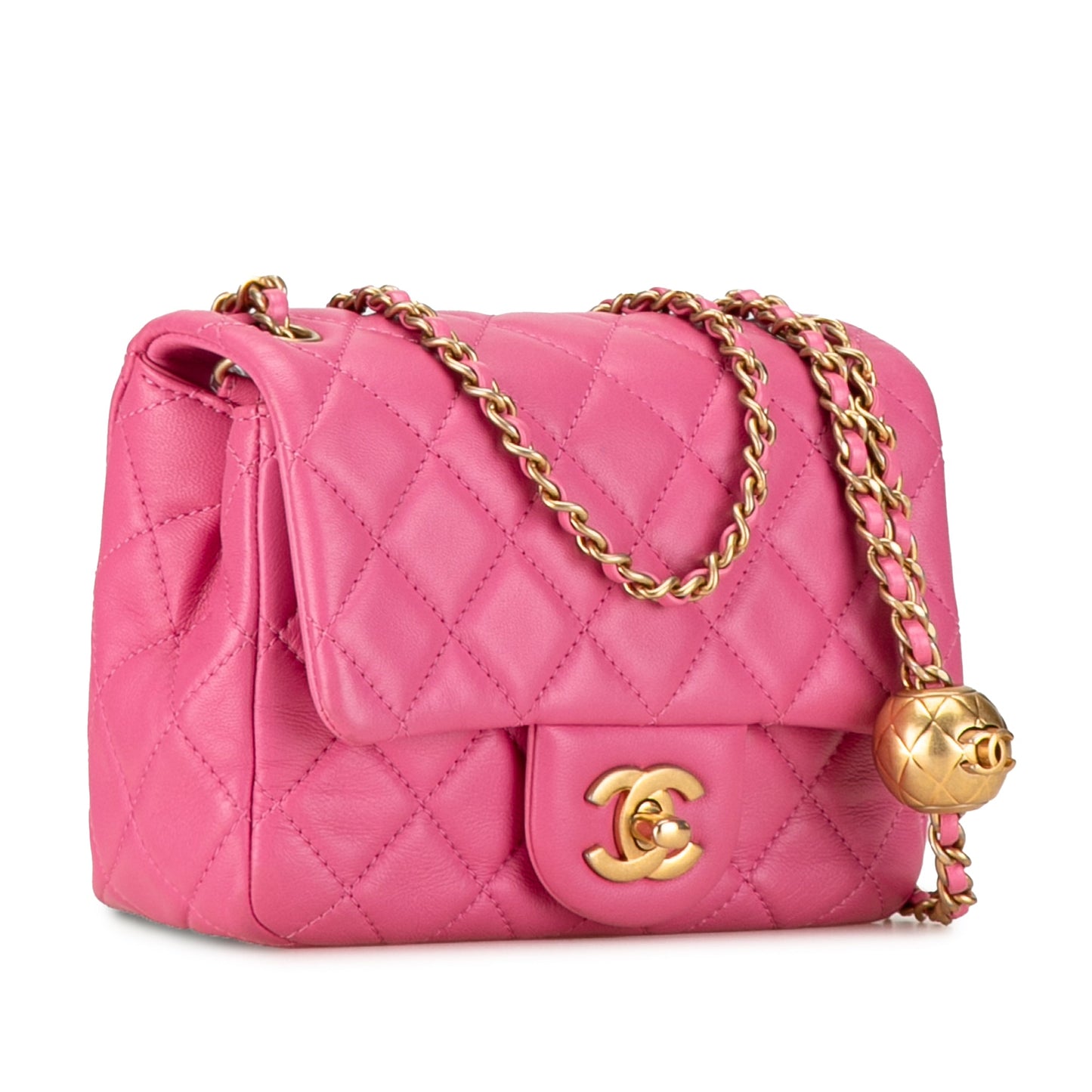 Chanel Pearl Crush Mini Flap Quadrata Pelle d'Agnello Rosa 2019 – 16 cm
