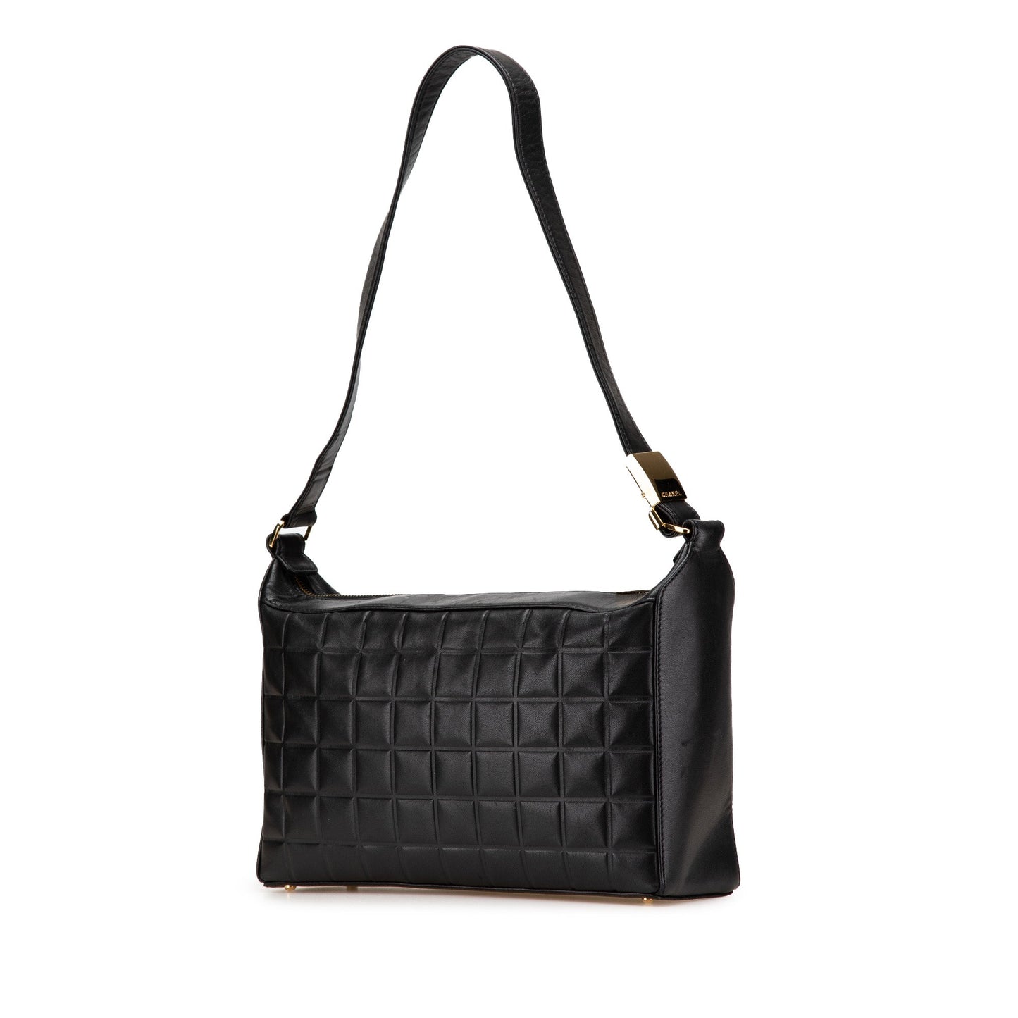 Chanel Chocolate Bar CC Shoulder Bag Pelle di Agnello Nera – 27,5 cm
