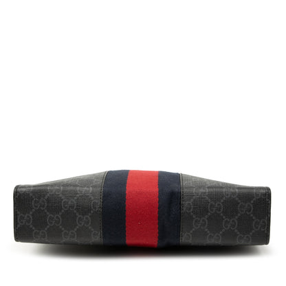 Gucci Pochette GG Supreme Black Web Tela Spalmata – 26 cm