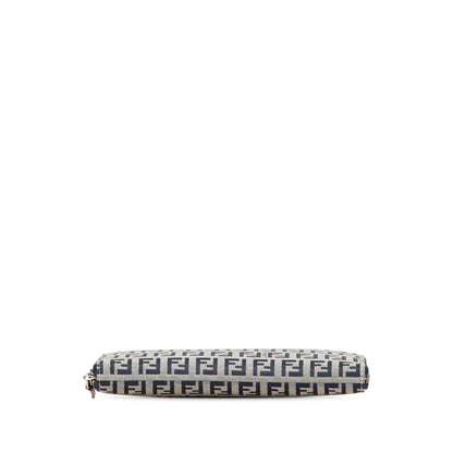 Fendi Portafoglio Zip-Around in Tela FF Zucca Blu – 2000s