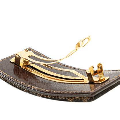 Fendi – Fermaglio per capelli FF Canvas – Marrone e Oro – Anni 2000