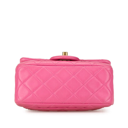Chanel Pearl Crush Mini Flap Quadrata Pelle d'Agnello Rosa 2019 – 16 cm
