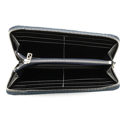 Fendi Portafoglio Zip-Around in Tela FF Zucca Blu – 2000s