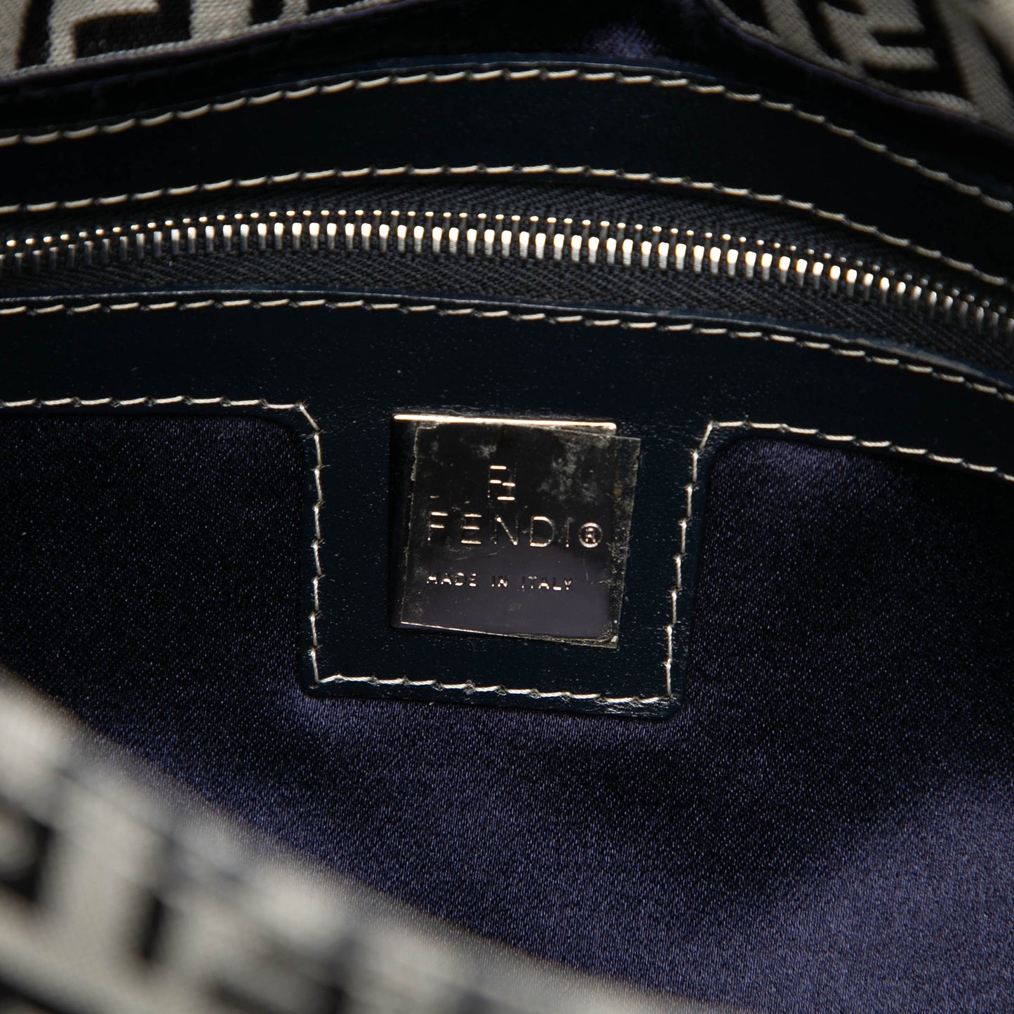 Fendi Baguette Zucchino Tela Blu/Grigio 2000-2010 – 26 cm