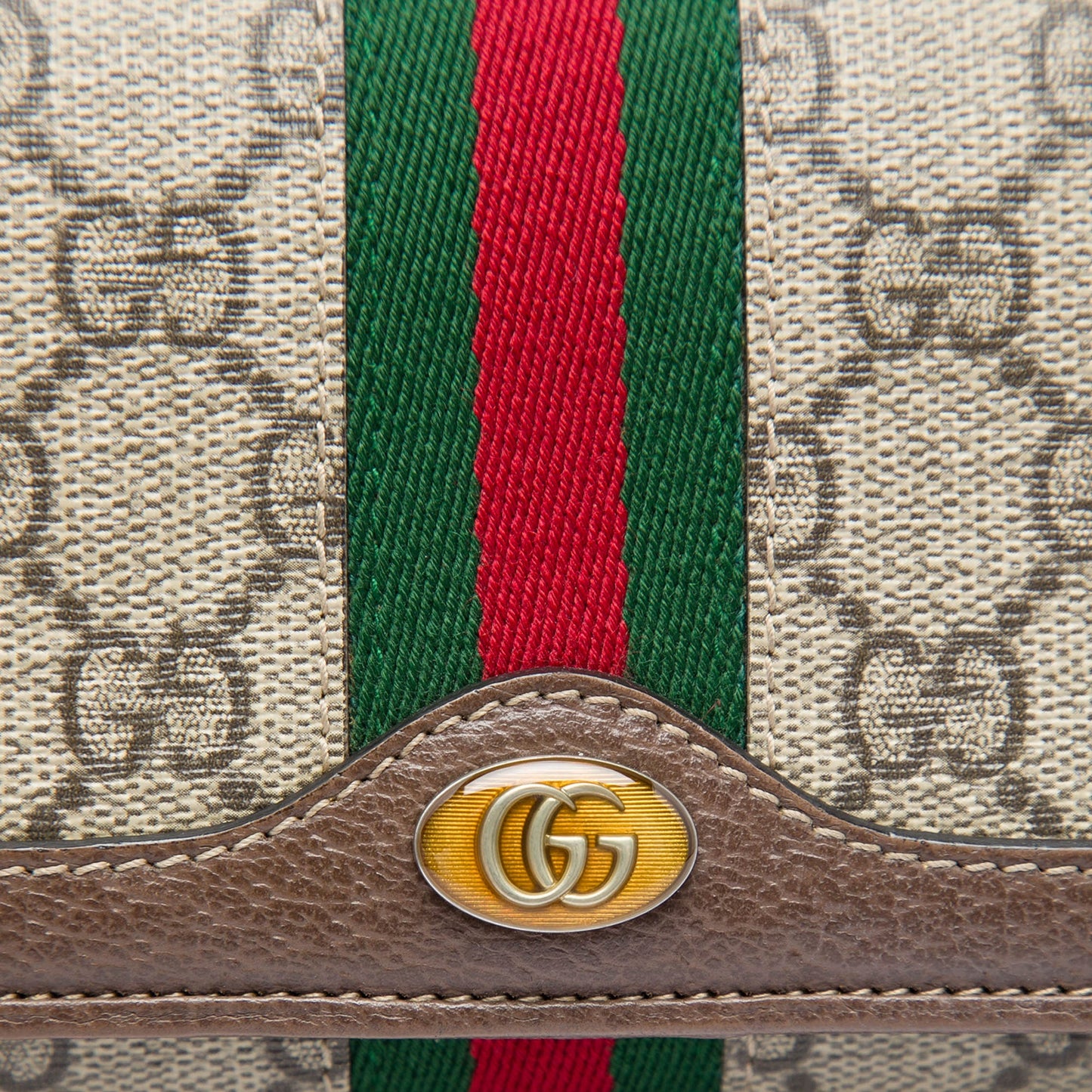 Gucci Ophidia Portafoglio con Catena GG Supreme – Web Verde/Rosso · 19 cm