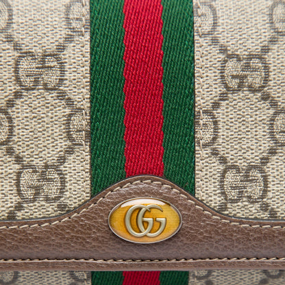Gucci Ophidia Portafoglio con Catena GG Supreme – Web Verde/Rosso · 19 cm