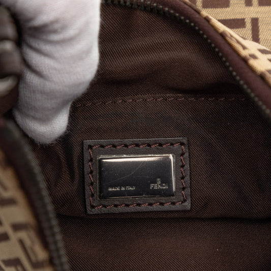 Fendi Oyster Bag Tela Zucchino Marrone Vintage – 23 cm