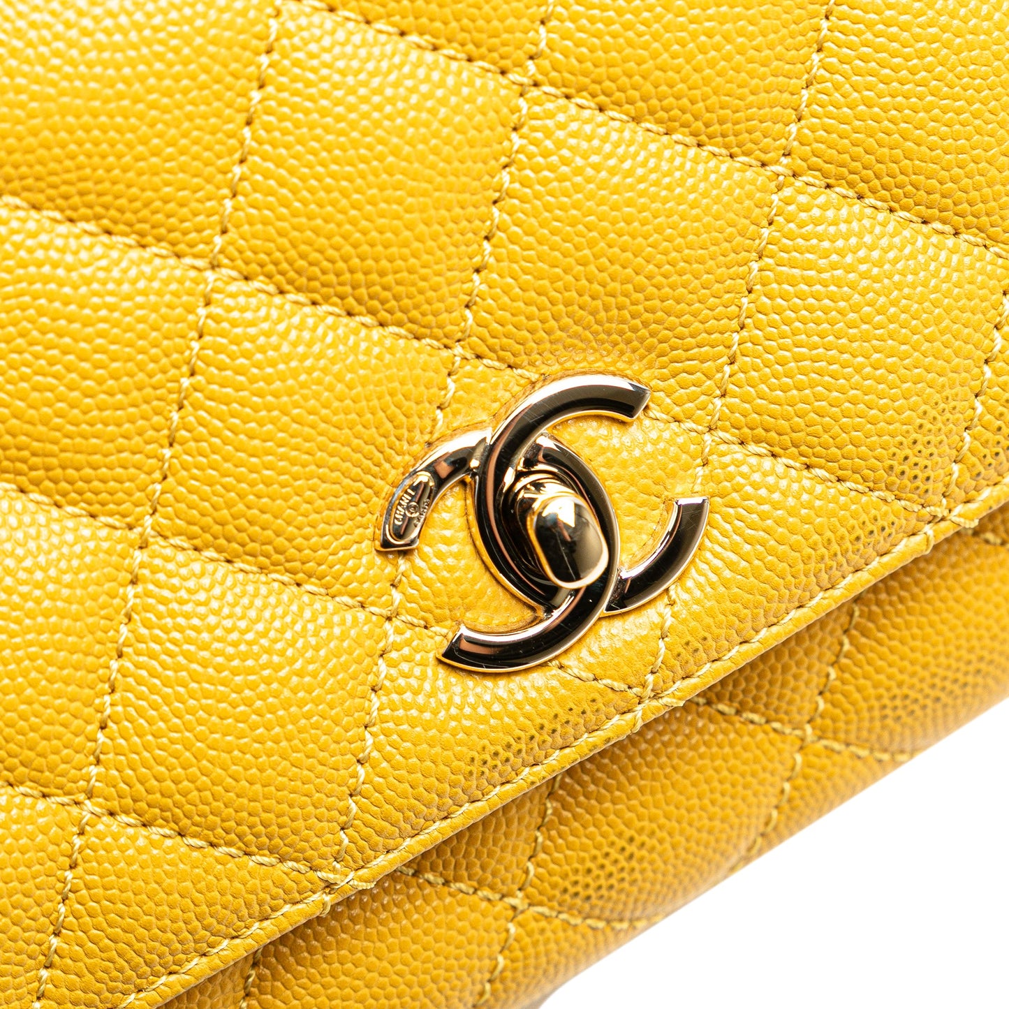 CHANEL – Coco Handle Mini in pelle Caviar Giallo (Serie N4EJX5A9)
