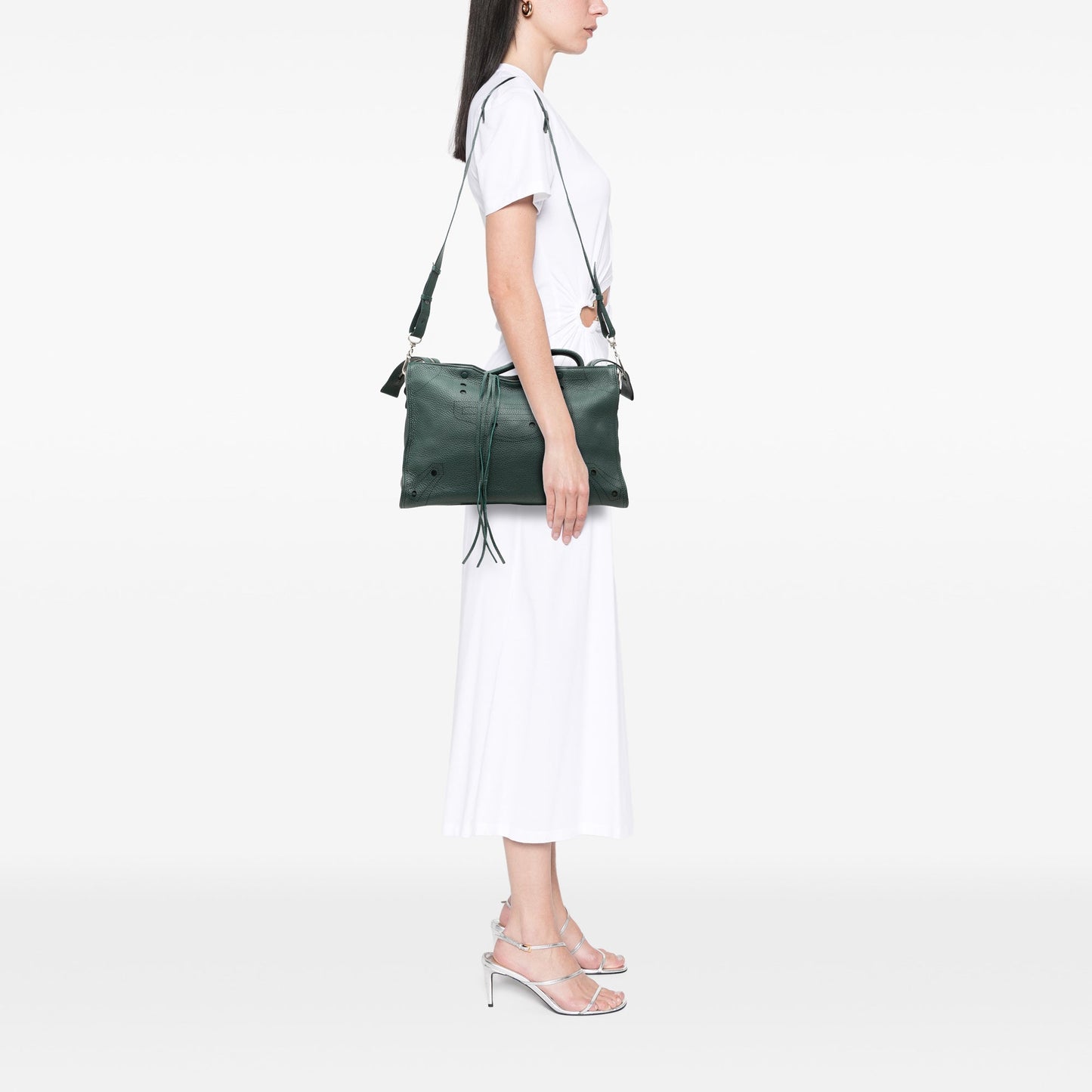 Balenciaga Blackout City Pelle Martellata Verde – 37 cm