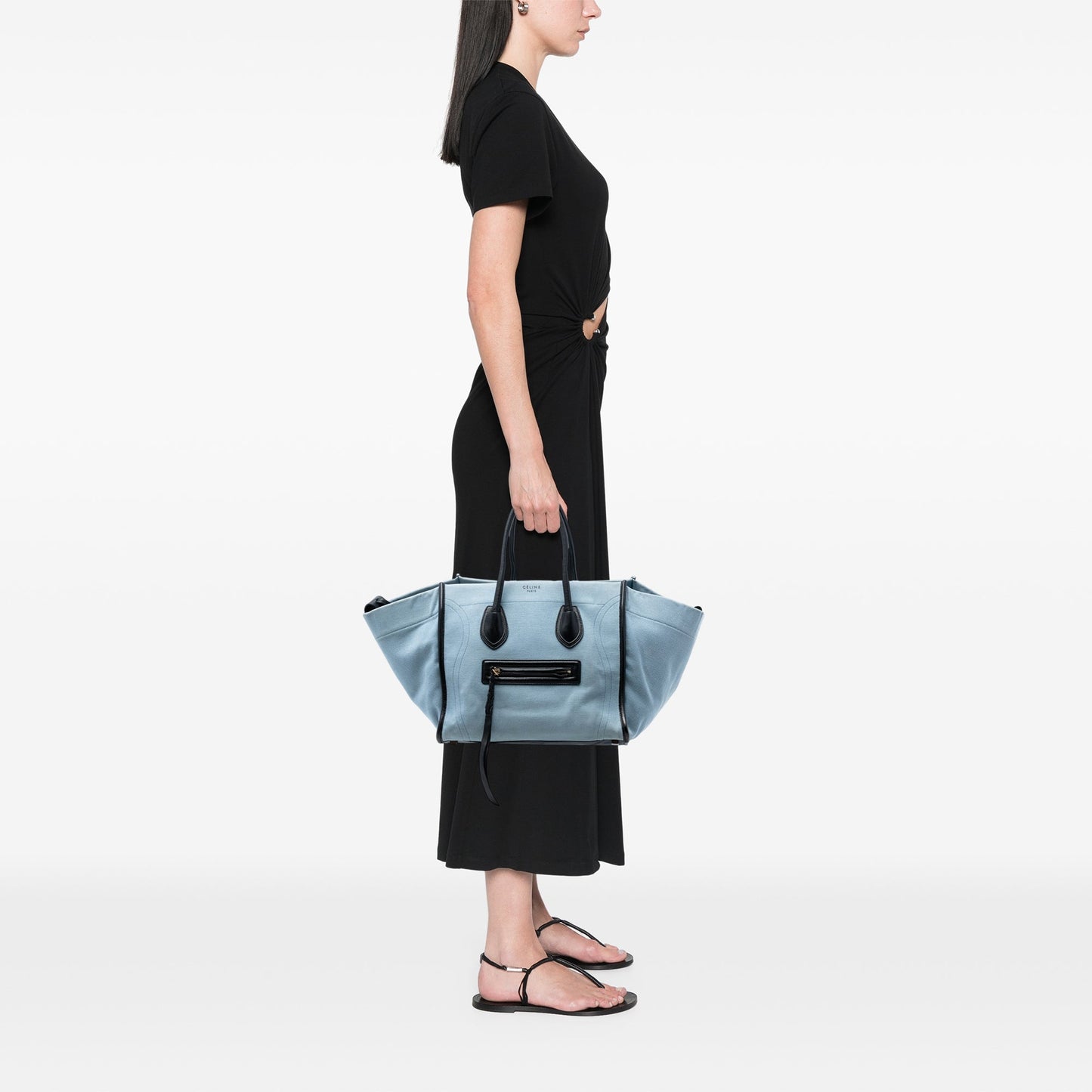 Céline Phantom Medium Denim Blu Cielo con Pelle Nera 2015 – 30 cm