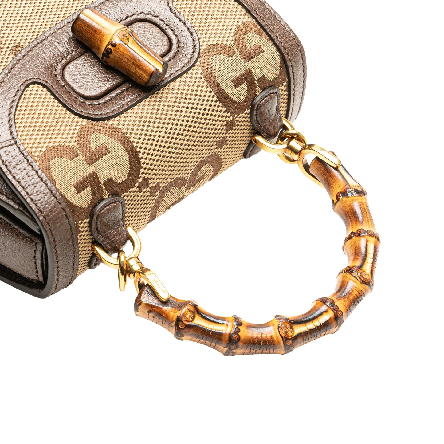 Gucci – Mini Jumbo GG 1947 Bamboo – Canvas & Leather – Brown – 12×17×7 cm