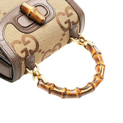 Gucci – Mini Jumbo GG 1947 Bamboo – Canvas & Leather – Brown – 12×17×7 cm
