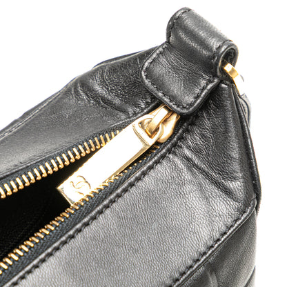 Chanel Chocolate Bar CC Shoulder Bag Pelle di Agnello Nera – 27,5 cm