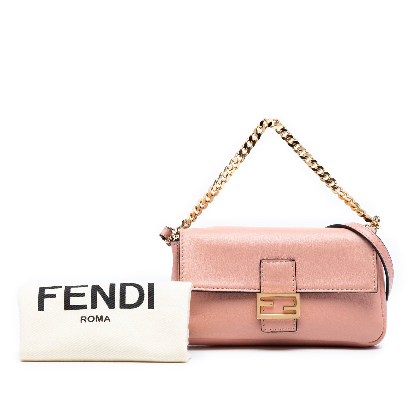 Fendi – Micro Baguette in Pelle Nappa Rosa