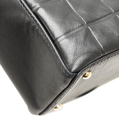 Chanel Chocolate Bar CC Shoulder Bag Pelle di Agnello Nera – 27,5 cm