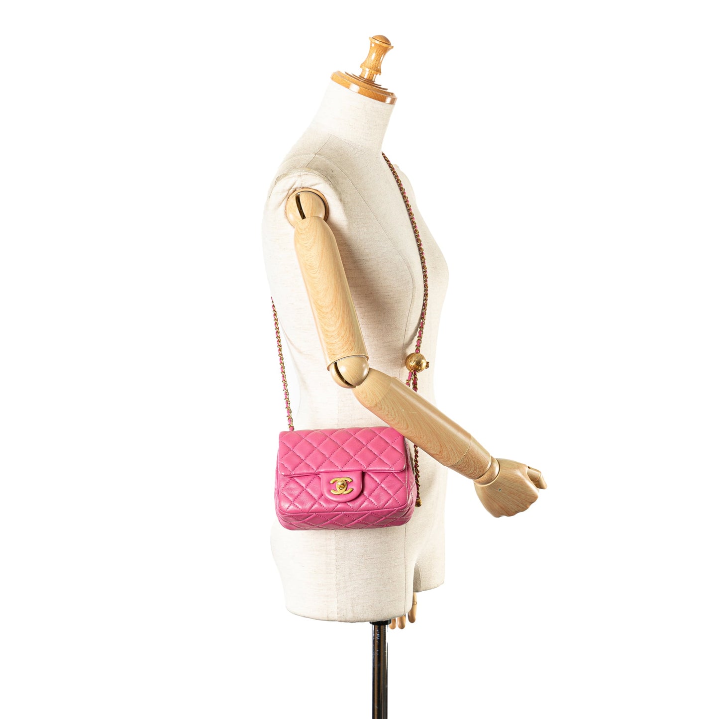 Chanel Pearl Crush Mini Flap Quadrata Pelle d'Agnello Rosa 2019 – 16 cm