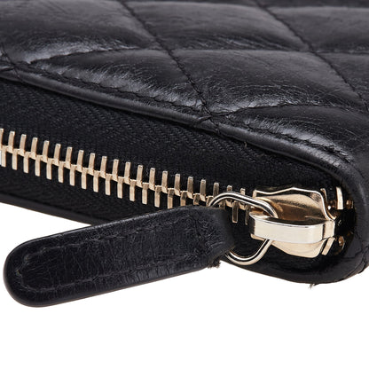 Chanel Reissue 2.55 Zip Around Wallet – Pelle di Vitello Invecchiata Trapuntata – Nero