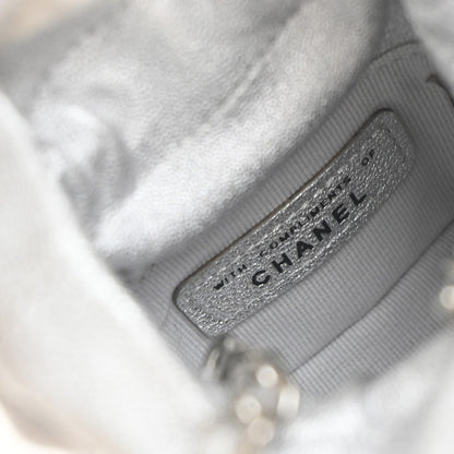 Chanel Mini Bucket Bag Pelle Vitello Trapuntata Argento Metallizzato – 6 cm