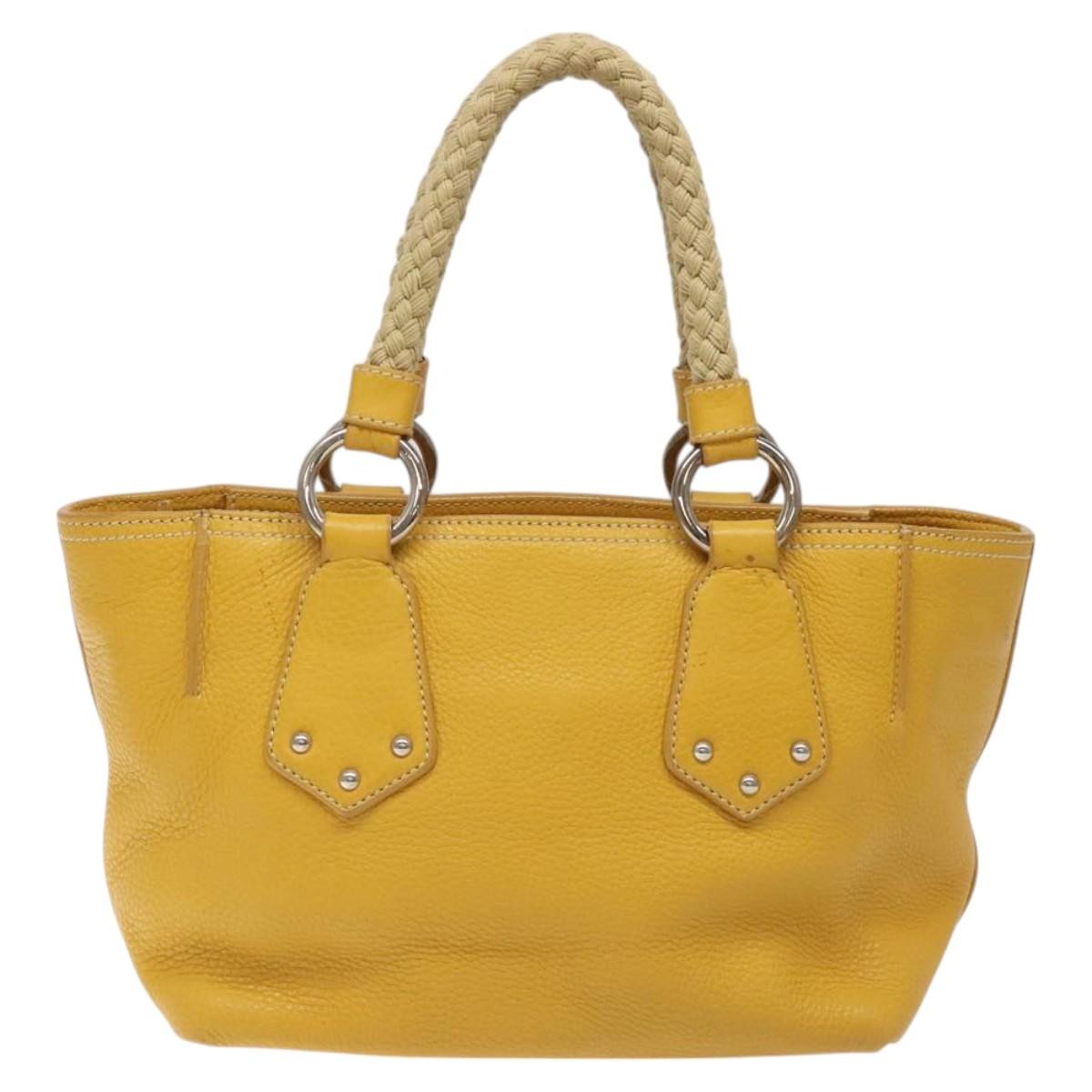 Prada Tote Vitello Daino Manici in Corda Giallo Senape – Metà anni 2000 – 22 cm