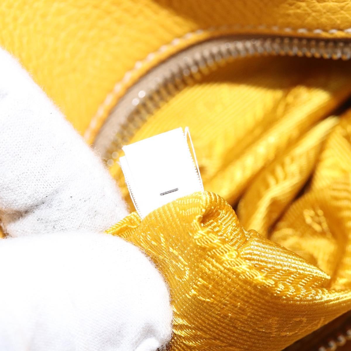 Prada Tote Vitello Daino Manici in Corda Giallo Senape – Metà anni 2000 – 22 cm