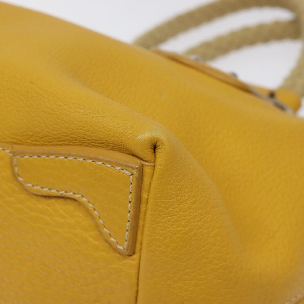 Prada Tote Vitello Daino Manici in Corda Giallo Senape – Metà anni 2000 – 22 cm