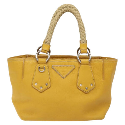 Prada Tote Vitello Daino Manici in Corda Giallo Senape – Metà anni 2000 – 22 cm