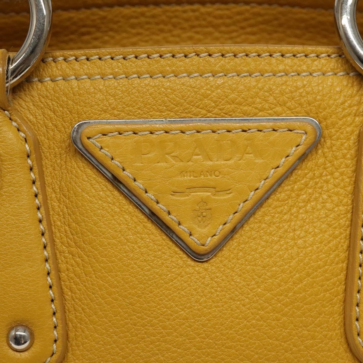 Prada Tote Vitello Daino Manici in Corda Giallo Senape – Metà anni 2000 – 22 cm