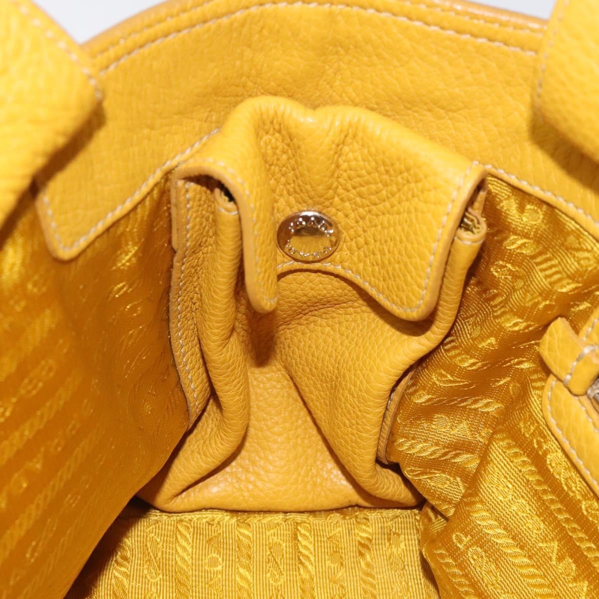 Prada Tote Vitello Daino Manici in Corda Giallo Senape – Metà anni 2000 – 22 cm