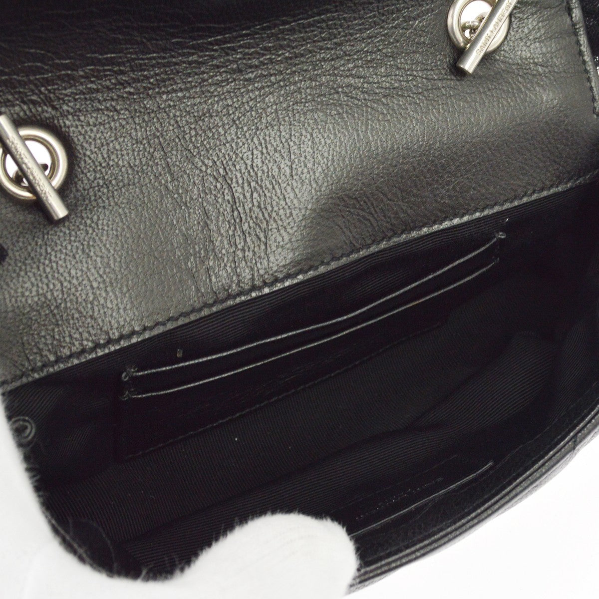 Saint Laurent Classic Baby Monogram Punk Chain Bag in Pelle di Capra e Tulle Nero, 2015 – 17 cm