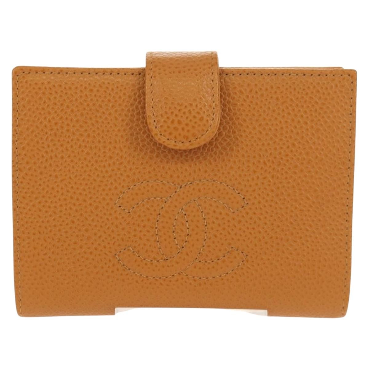 Chanel Timeless CC Portafoglio Compatto Caviar Caramello 2003 – 12 cm