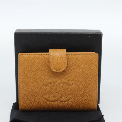 Chanel Timeless CC Portafoglio Compatto Caviar Caramello 2003 – 12 cm