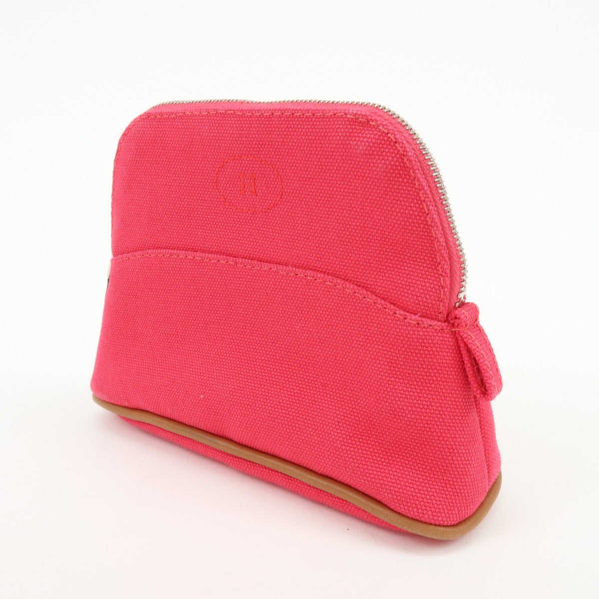 Hermès Mini Bolide Pouch – Tela rosa e beige