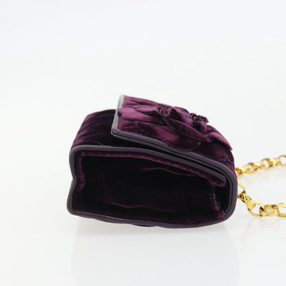 Chanel Camellia Quilted Velvet Mini Flap Bag Viola Prugna Hardware Oro – 15 cm