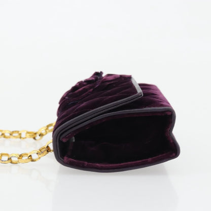 Chanel Camellia Quilted Velvet Mini Flap Bag Viola Prugna Hardware Oro – 15 cm