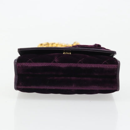 Chanel Camellia Quilted Velvet Mini Flap Bag Viola Prugna Hardware Oro – 15 cm