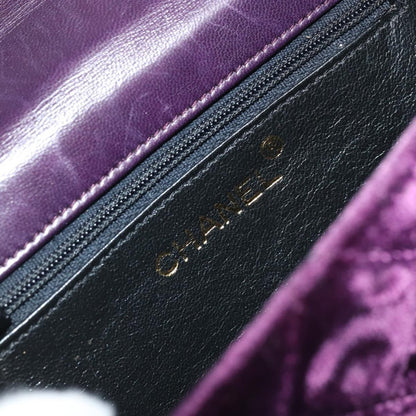 Chanel Camellia Quilted Velvet Mini Flap Bag Viola Prugna Hardware Oro – 15 cm