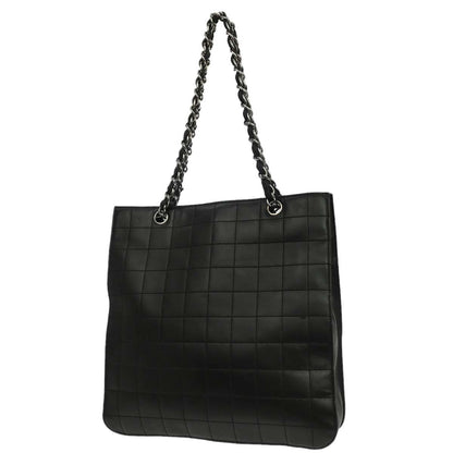 Chanel Chocolate Bar CC Tote Bag Pelle Agnello Nera Hardware Argento – 28 cm