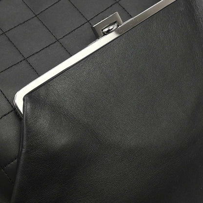 Chanel Chocolate Bar CC Tote Bag Pelle Agnello Nera Hardware Argento – 28 cm