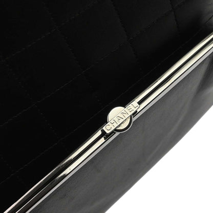 Chanel Chocolate Bar CC Tote Bag Pelle Agnello Nera Hardware Argento – 28 cm