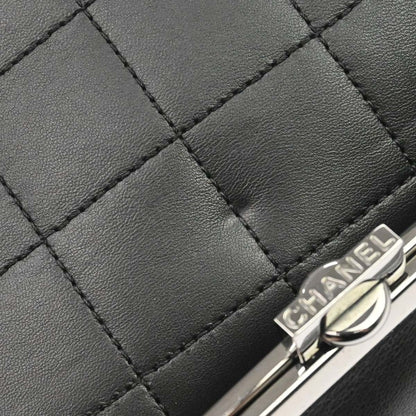 Chanel Chocolate Bar CC Tote Bag Pelle Agnello Nera Hardware Argento – 28 cm