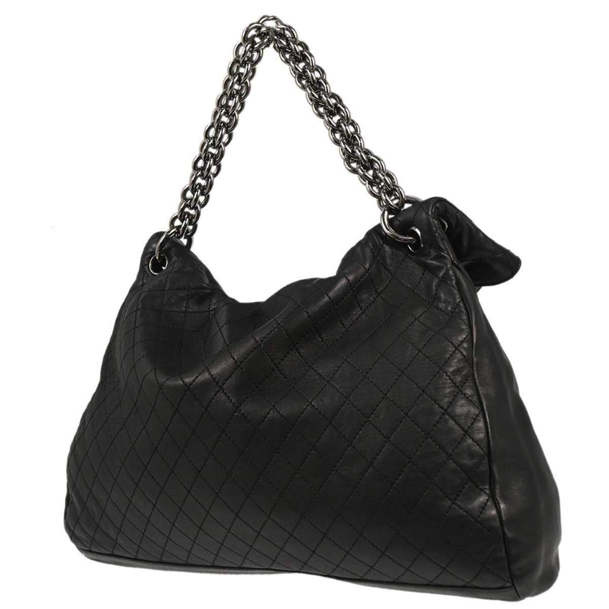 Chanel Luxe Ligne Quilted Flap Hobo Bag Pelle Agnello Nera Hardware Rutenio – 40 cm