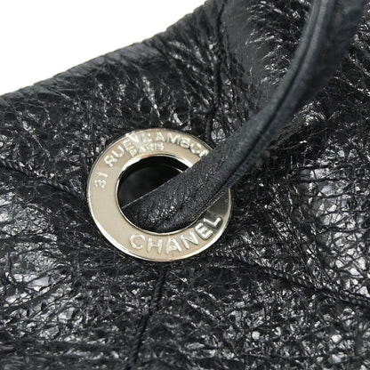 Chanel On the Road Drawstring Bucket Bag Vitello Crinkled Nero Hardware Argento – 29 cm