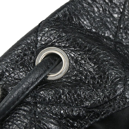 Chanel On the Road Drawstring Bucket Bag Vitello Crinkled Nero Hardware Argento – 29 cm