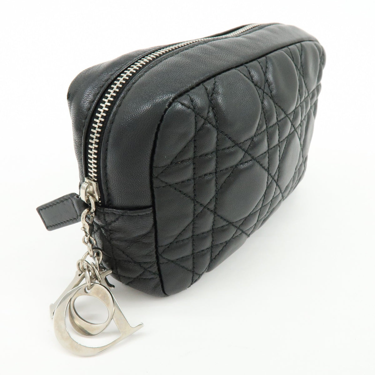 Dior Pochette Lady Dior Cannage – Pelle nera con charm