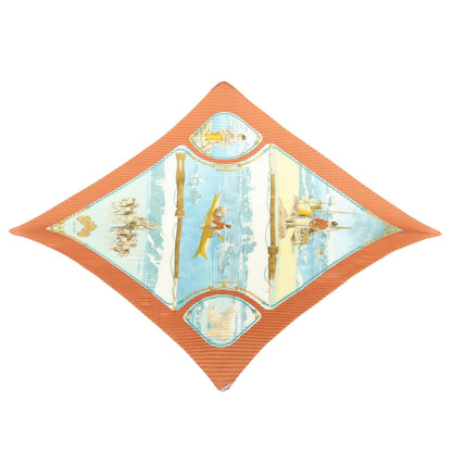 Hermès Carré Plissé "Gronland" – Marrone e azzurro, con scatola