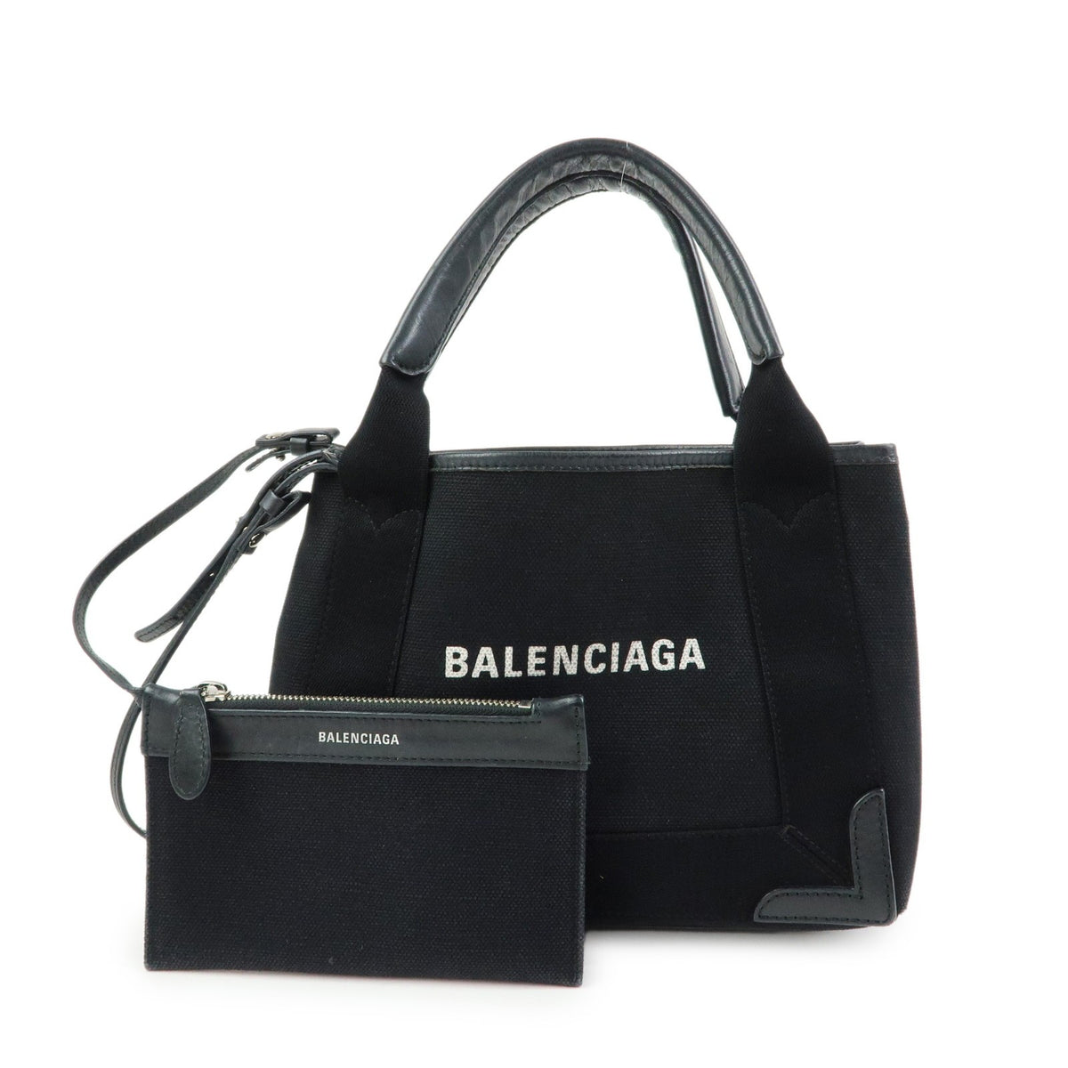 Balenciaga Navy Cabas – Tela e pelle