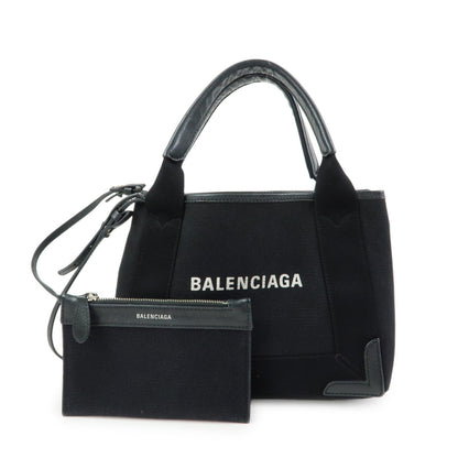 Balenciaga Navy Cabas – Tela e pelle