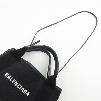 Balenciaga Navy Cabas – Tela e pelle