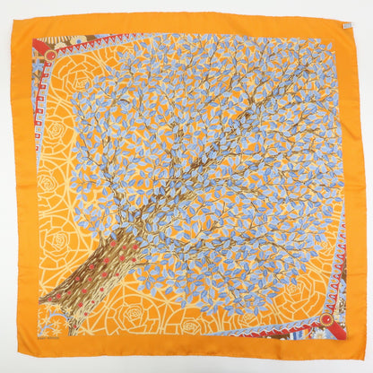 Hermès Carré 90 "Axis Mundi" – Arancio, blu e marrone