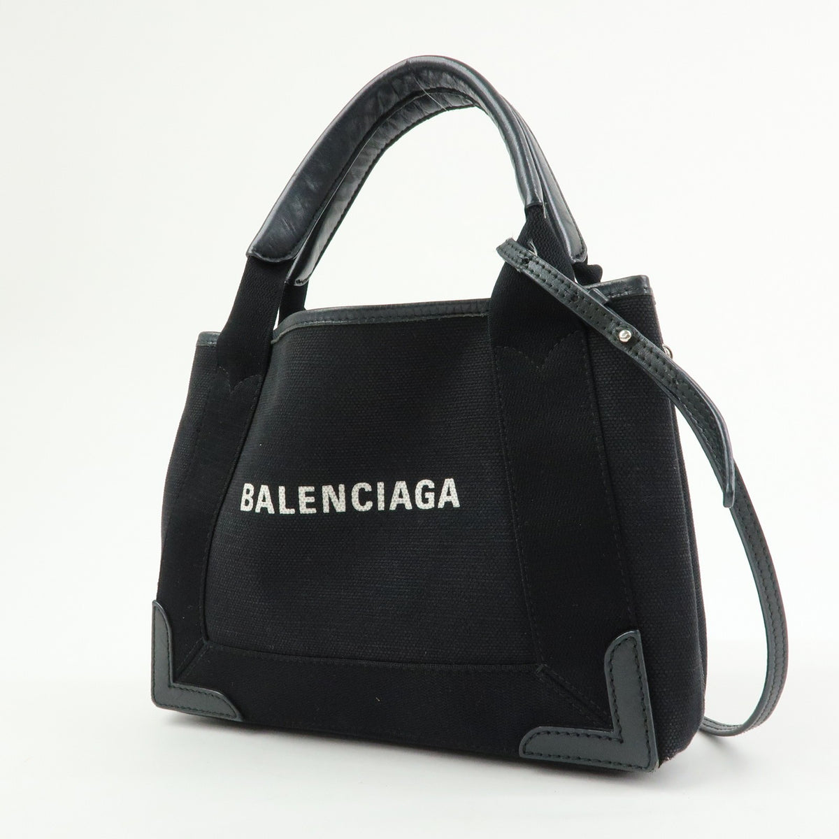 Balenciaga Navy Cabas – Tela e pelle